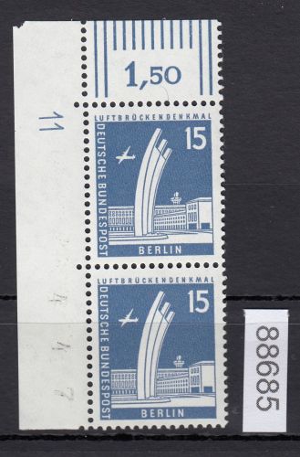 Berlin 1956, Mich.-Nr.: 145 w ** Eckrand   DZ 11   glatte gummirung   Walzendruck
