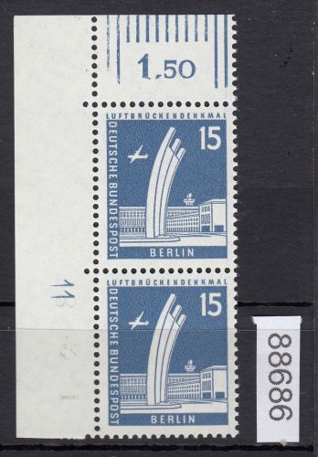 Berlin 1956, Mich.-Nr.: 145 w ** Eckrand   DZ 11   glatte gummirung   Walzendruck