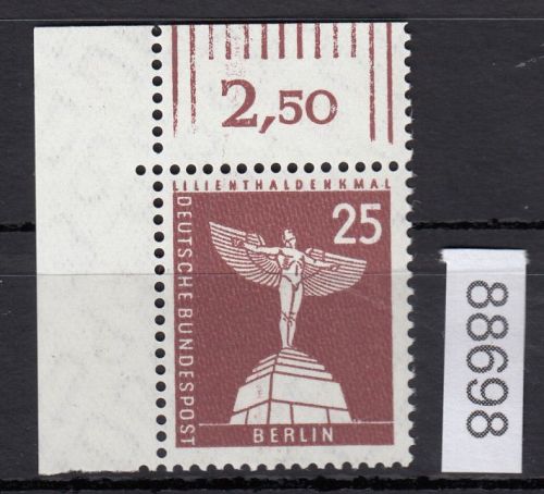 Berlin 1956, Mich.-Nr.: 147 w ** Eckrand  "verkürzte  Walzenstriche" glatte gummirung