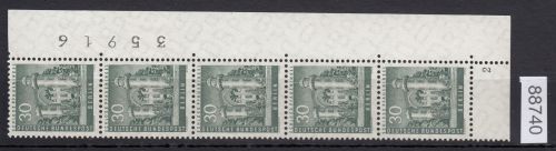 Berlin 1956, Mich.-Nr.: 148 v   **  FN 2   Eckrand + Bogennr   geriffelte gummirung   Formnummer