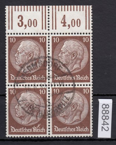 DR 1933, Mich.-Nr.: 486 gestempelt   Oberrand  4er.-Block