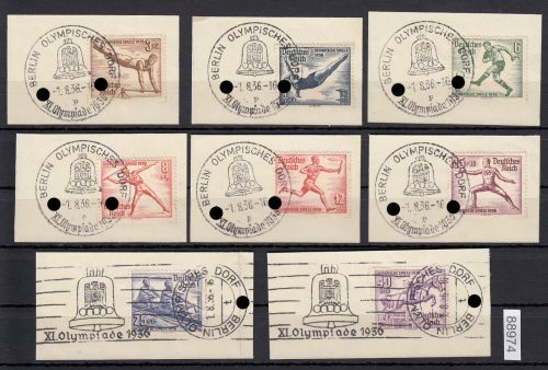 DR 1936, Mich.-Nr.: 609-16 gestempelt Luxus Olympia "Olympisches Dorf"