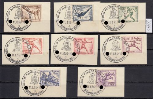 DR 1936, Mich.-Nr.: 609-16 gestempelt Luxus Olympia " Fahrbares Postamt "