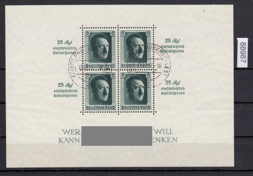 DR 1937, Mich.-Nr.: 648, Block 9 gestempelt  Tagesstempel  Friedland   Selten