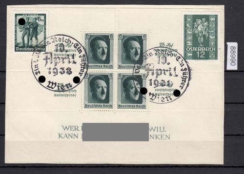DR 1937, Mich.-Nr.: 648, Block 9 gestempelt  Wien