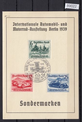 DR 1939, Mich.-Nr.: 686-688 gestempelt  ERSTTAG    Automobilaus.  Berlin-Charlottenburg  1939