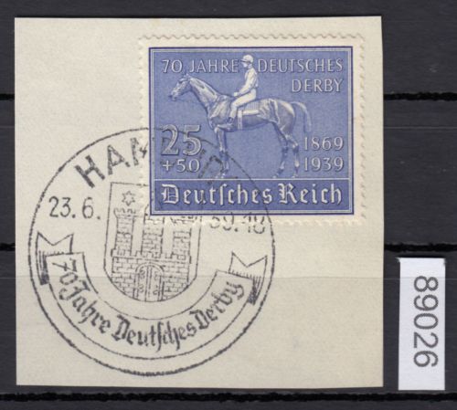 DR 1939, Mich.-Nr.: 698 gestempelt  Luxus   70  Jahre Deutsches Derby  Hamburg