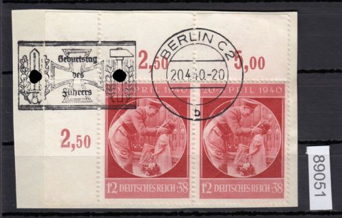 DR 1940, Mich.-Nr.: 744 gestempelt Luxus   Eckrand