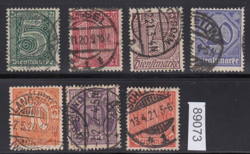 DR Dienst 1920, Mich.-Nr.:D 16-22 gestempelt