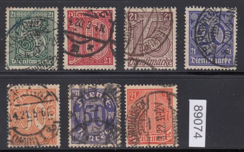 DR Dienst 1920, Mich.-Nr.:D 16-22 gestempelt