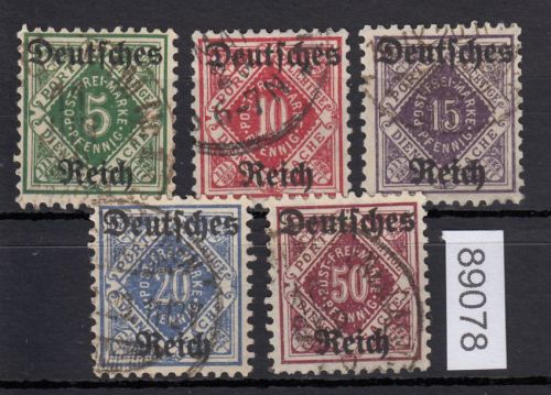 DR Dienst 1920, Mich.-Nr.:D 52-56 gestempelt  geprüft