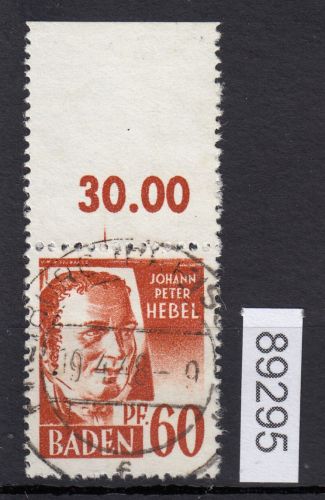 Alliierte Franz. Zone Baden Mi. Nr. 10   gestempelt  Oberrand