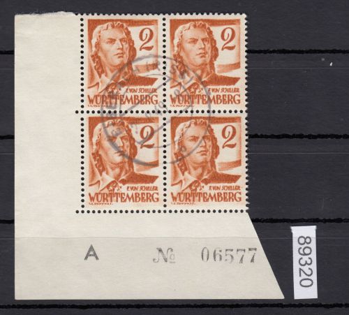Alliierte Franz. Zone Württemberg Mi. Nr. 28 gestempelt   Eckrand