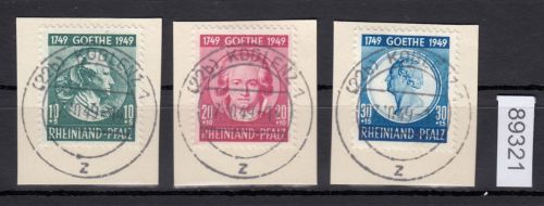 Alliierte Franz. Zone Rheinland Pfalz Mi. Nr. 46-48 gest.  geprüft  Befund  LUXUS