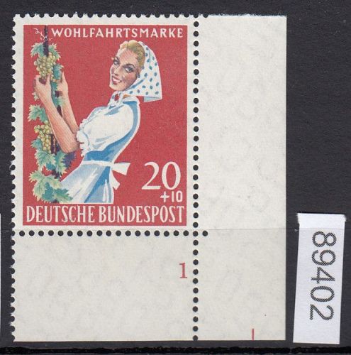 Bund 1958, Mich.-Nr.: 299 ** FN 1 Eckrand    Formnummer