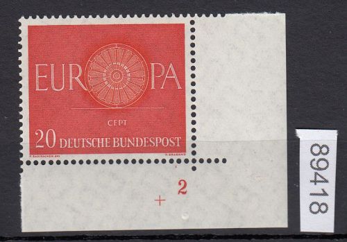 Bund 1960, Mich.-Nr.: 338 ** FN 2 Eckrand  Formnummer  2 F
