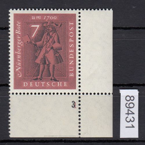 Bund 1961, Mich.-Nr.: 365** FN  3/1 Eckrand Formnummer + Trennlinie