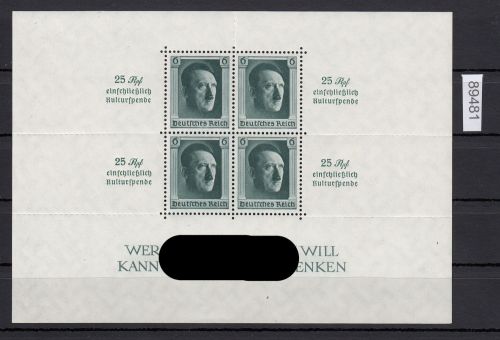 DR 1937, Mich.-Nr.: 648, Block 9 **