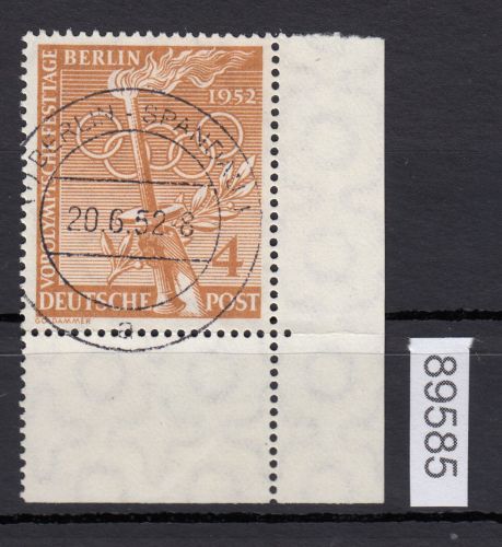 Berlin 1952, Mich.-Nr.: 88 gestempelt Eckrand  Zentrisch  Berlin Spandau  lesen
