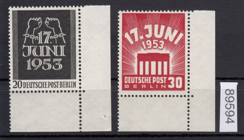 Berlin 1953, Mich.-Nr.: 110+11 ** Eckrand  geprüft