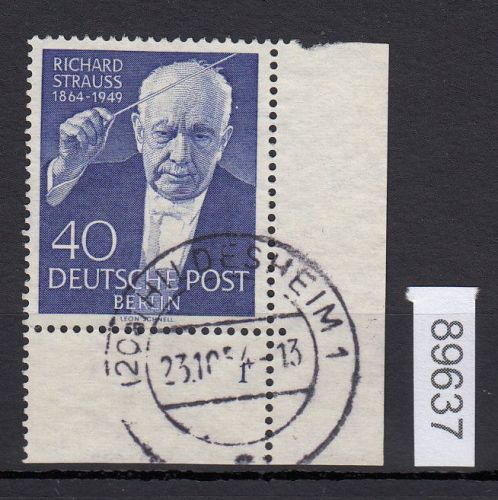 Berlin 1954, Mich.-Nr.: 124 gestempelt Eckrand  FN 1   Formnummer