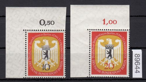Berlin 1955, Mich.-Nr.: 129+30 ** Eckrand