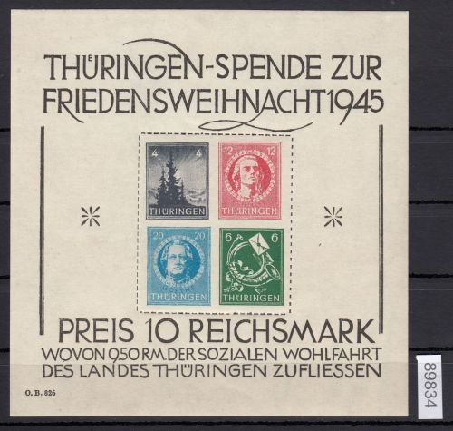 SBZ  1945 Mi.-Nr.:  Block 2 t *   LUXUS