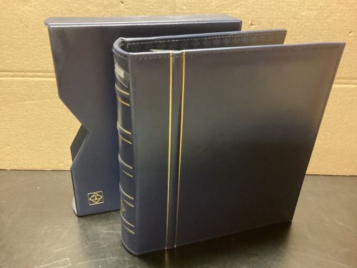 Leuchtturm Ringbinder Optima ( 4 Ringe ) blau +Kassette  + 50 Hüllen  gebraucht