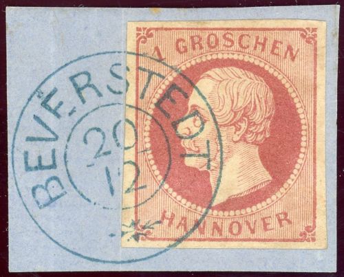 Hannover 14a Briefstück 1 Gr. rosa auf Luxusbfst. mit kleinem bl. K2 BEVERSTEDT