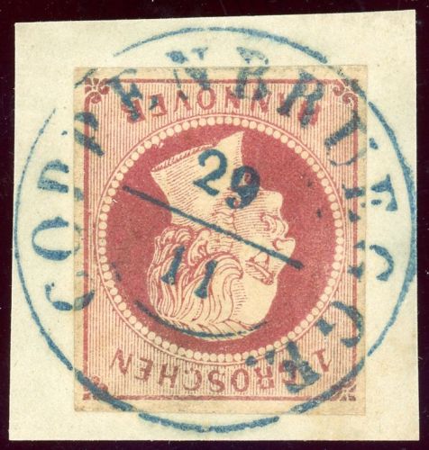 Hannover 14c Briefstück 1 Gr. lilarot auf Luxusbfst. mit idealem bl. K2 COPP...