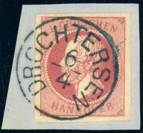 Hannover 14a Briefstück 1 Gr. karmin auf Luxusbfst. mit idealem bl. K1 DROCH...