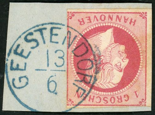 Hannover 14a Briefstück 1 Gr. rosa a. Luxusbfst mit bl. K1 GEESTENDORF