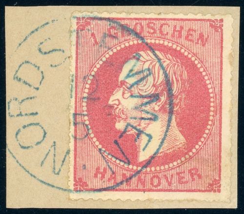 Hannover 23y Briefstück 1 Gr. rosa auf Luxusbfst. mit idealem blauen K1 NORD...