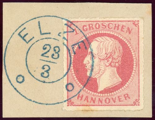 Hannover 23y Briefstück 1 Gr. rosa auf Luxusbfst. mit idealem blauen K2 ELZE
