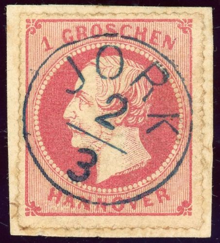 Hannover 23y Briefstück 1 Gr. rosa auf Luxusbfst. mit perfektem schwarzlauen...