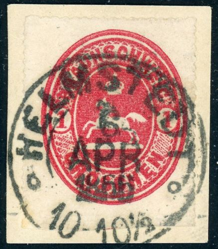 Braunschweig Briefstück 1 Gr. rosa mit vollem Durchstich (teils innerhalb) a...