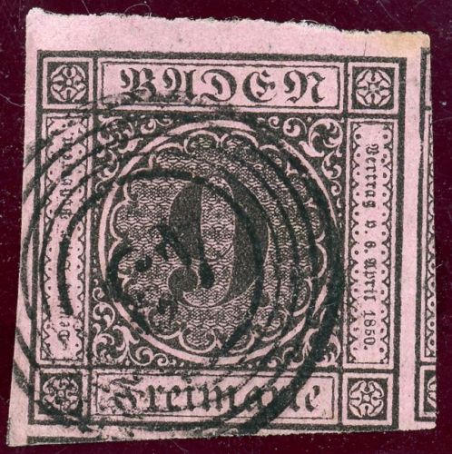 Baden 4b Gestempelt 9 Kr. schw./lilarosa