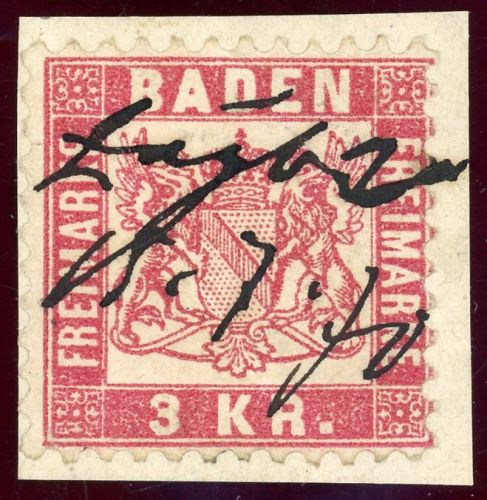 Baden 24 Briefstück 3 Kr. rosa auf Luxusbfst. mit selt. hs. Entwertung 15.7.70