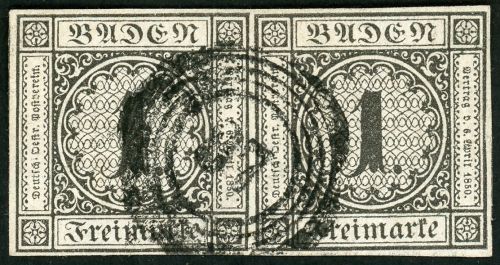 Baden 5 (2) Gestempelt 1 Kr. schw./wei