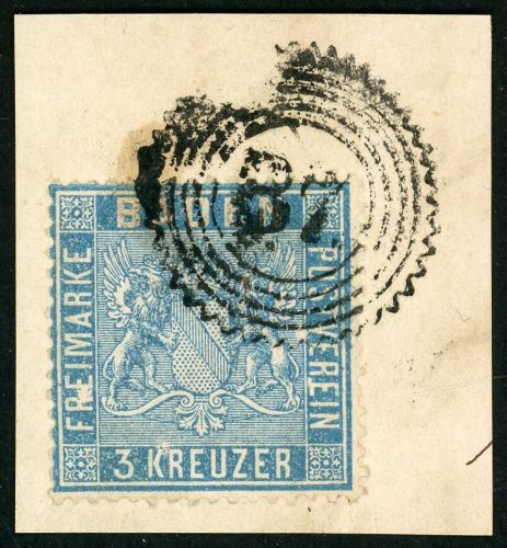 Baden 10a Briefstück 3 Kr. gute Farbe mit markanter Abart