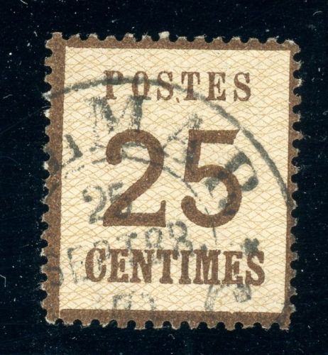 Elsass-Lothringen 7Ib Gestempelt 25 C. dunkelbraun mit Huf.-Stempel COLMAR
