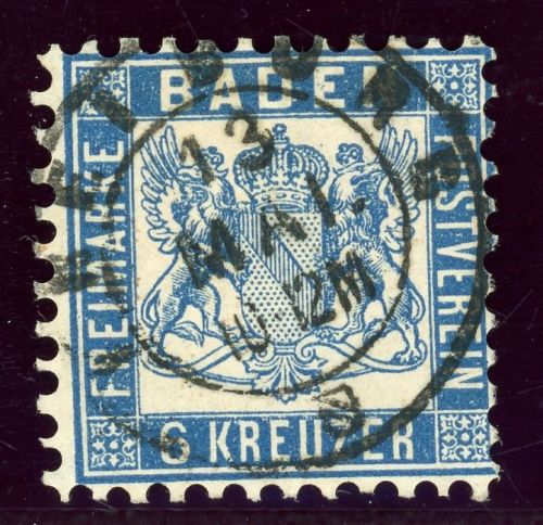 Baden 19b Gestempelt 6 Kr. preu