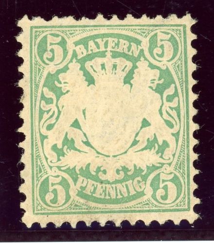 Bayern 38a Ungebraucht mit Falz 5 Pfg. bl