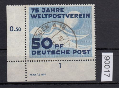 DDR 1949, Mich.-Nr.: 242 gestempelt DV   Eckrand  Druckvermerk