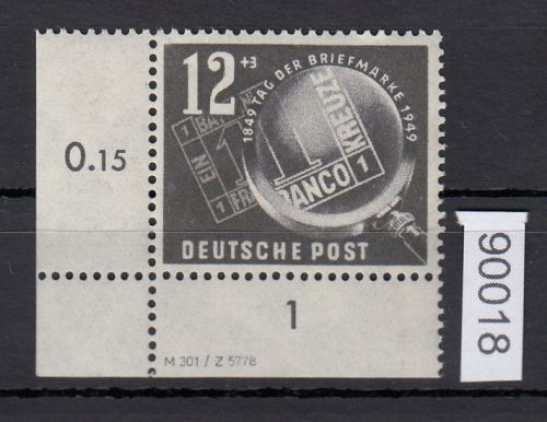 DDR 1949, Mich.-Nr.: 245 ** DV  Eckrand   Druckvermerk