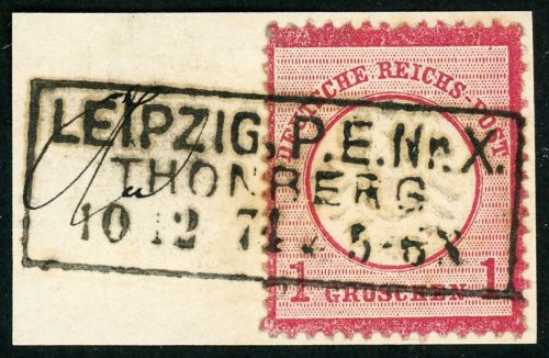 Deutsches Reich 19 Briefstück 1 Gr. karmin auf Luxusbfst. mit seltenem neuen...