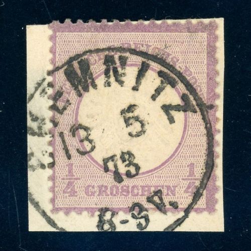 Deutsches Reich 16 Briefstück 1/4 Gr. violett auf Kab-Bfst. mit zentr. K1 CH...