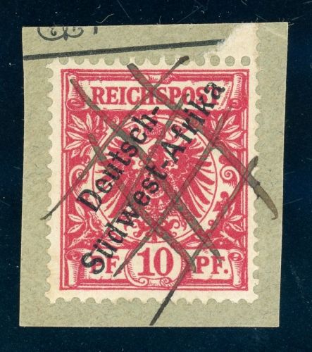 Deutsch-SãDwestafrika 3 Briefstück 10 Pfg. a. Kab-Bfst. mit Federzug Entw...