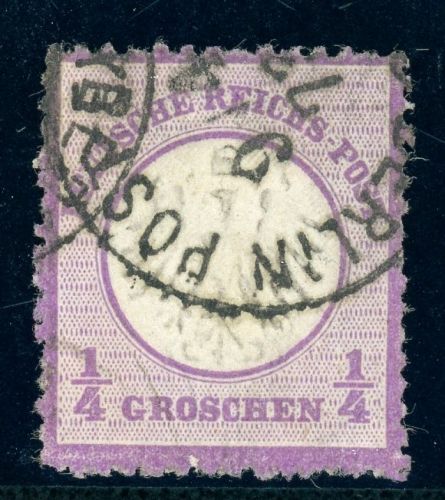 Deutsches Reich 1R Gestempelt 1/4 Gr. violett mit stark rauer Z