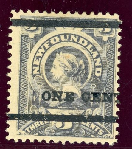 Neufundland 58II Ungebraucht mit Falz ONE Cent, Type II a. 3 C. grauviolett